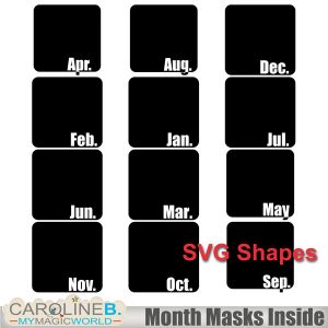 Month Masks Inside SVG Shapes (12 EL)