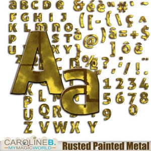 Rusted Painted Metal Alpha Set