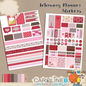 February Planner 84 Stickers A4 Sheets