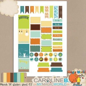 March Planner 50 Stickers A4 Sheet