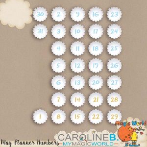 May Planner Date Numbers